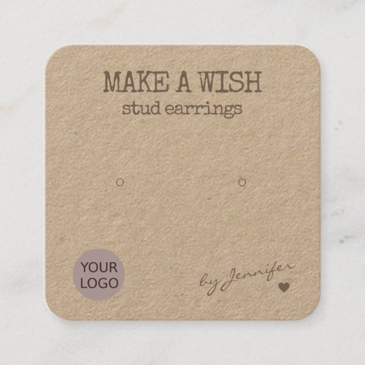 手作り自素朴然紙スタッドイヤリングホルダ スクエア名刺 (正面)