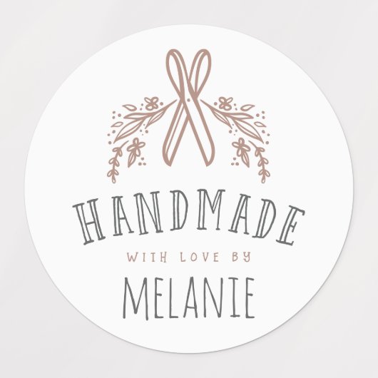 手作り花模様、ハート、はさみ&モノグラムセット ラベル (デザイン1)