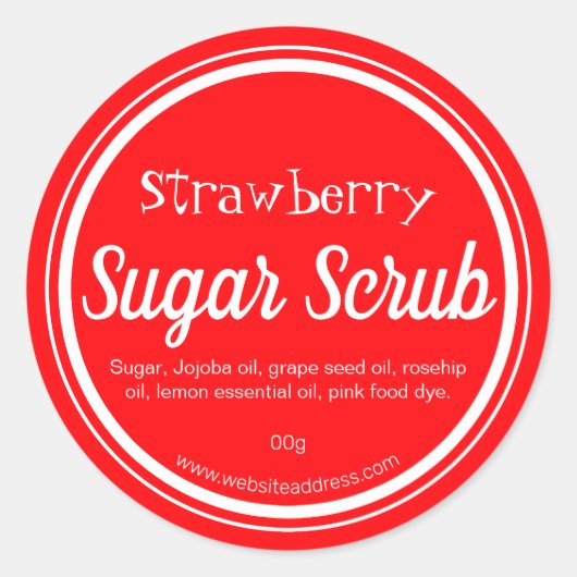 手作り苺スクラブ用ステッカーラベル ラウンドシール (正面)