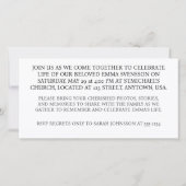 手作り葬式カードに触れる人生お祝い (裏面)