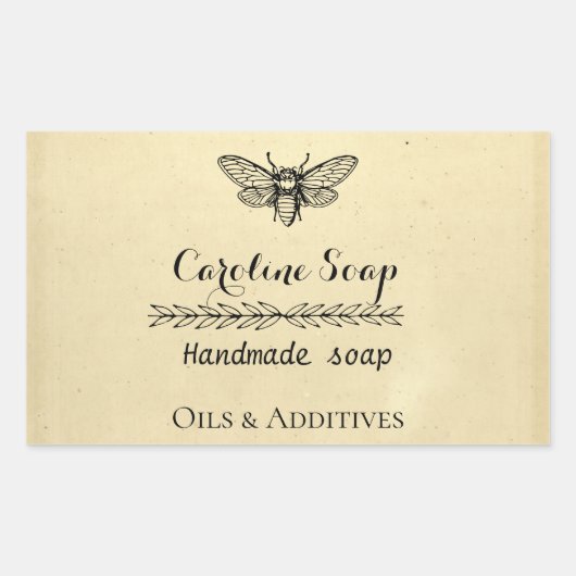 手作り蜂蜜石鹸ラベル 長方形シール (正面)