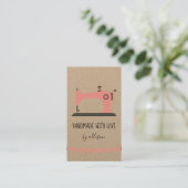 手作り裁縫ビジネスピンクの服飾情報かわいい 名刺 (スタンド正面)