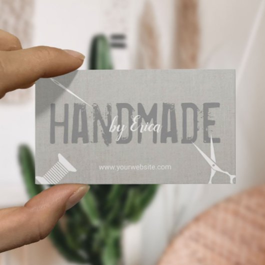 手作り裁縫工芸品エレガントシルバーリネン 名刺