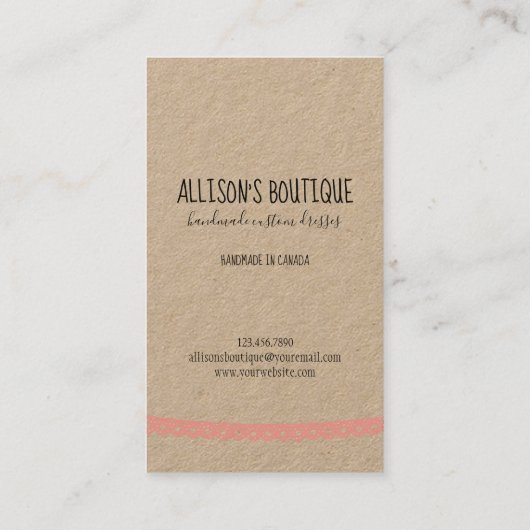 手作り裁縫機カスタム械タイポグラフィ 名刺 (裏面)