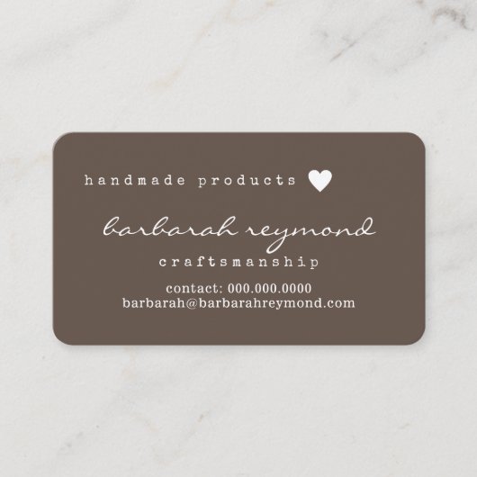 手作り製品の職人技は茶色 名刺 (正面)