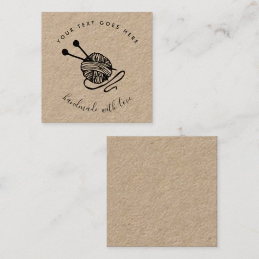 手作り製品クラフト編み物ブラウンクラフト紙 スクエア名刺 (正面/裏面)