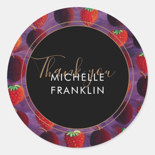 手作り製品サンキューストロベリーフルーツラベル ラウンドシール (正面)