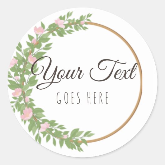 手作り製品シンプルトレンディーフローラリース ラウンドシール (正面)