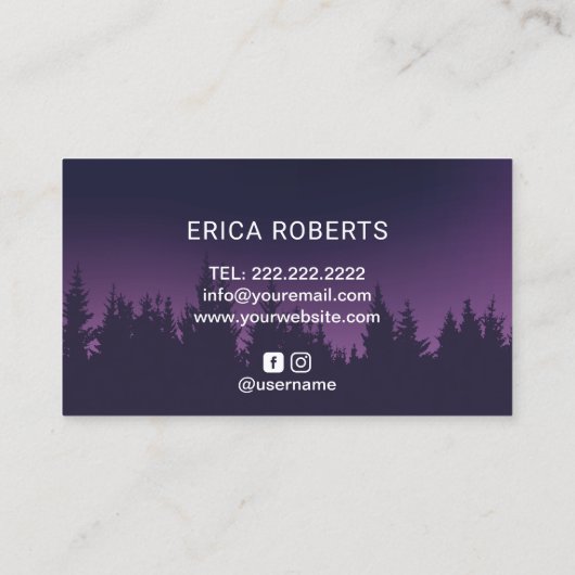 手作り製品マウンテンロゴエレガントパープル 名刺 (裏面)