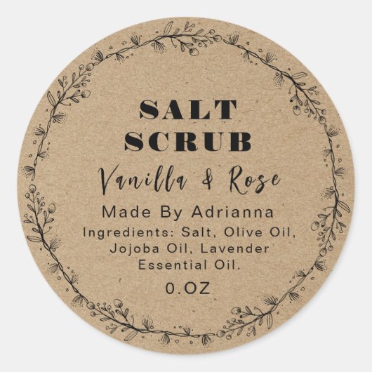手作り製品ラベルクラフト紙 ラウンドシール (正面)