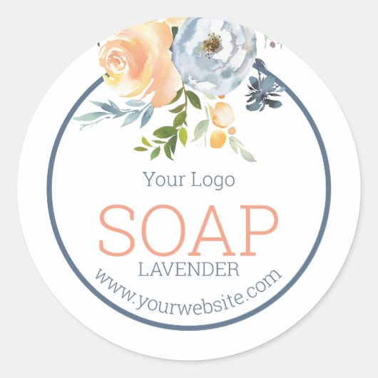 手作り製品ロゴ（青） ラウンドシール (正面)