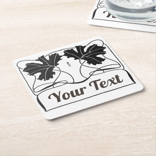 手作り製品ヴィンテージアールヌーボー植物広場 スクエアペーパーコースター (アングル)