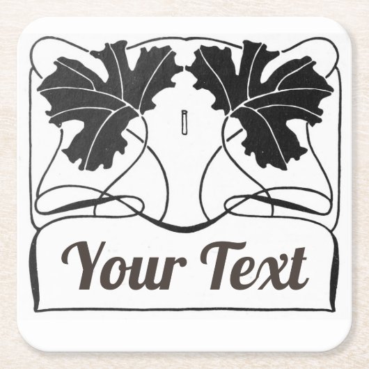 手作り製品ヴィンテージアールヌーボー植物広場 スクエアペーパーコースター (正面)