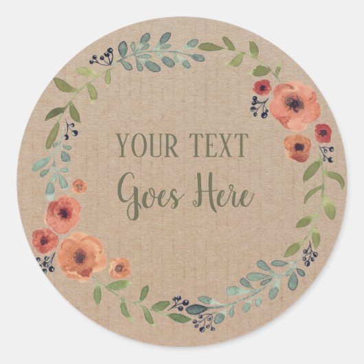 手作り製品ヴィンテージフローラリース船 ラウンドシール (正面)