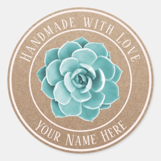 手作り製品多肉性フローラ素朴クラフト ラウンドシール (正面)