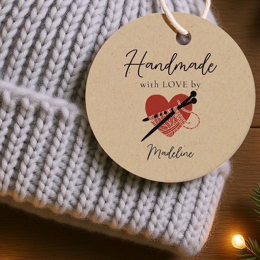 手作り製品編み物ハートレッドブラックアーティザン フェイバータグ