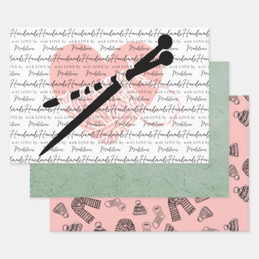 手作り製品編み物工芸品ハート ラッピングペーパーシート (セット)