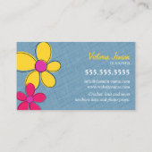 手作り販売者用ブルーフローラベビードールフレーム 名刺 (裏面)