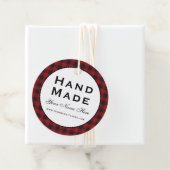 手作り赤い格子丸製品ラベル フェイバータグ (インサイチュ)