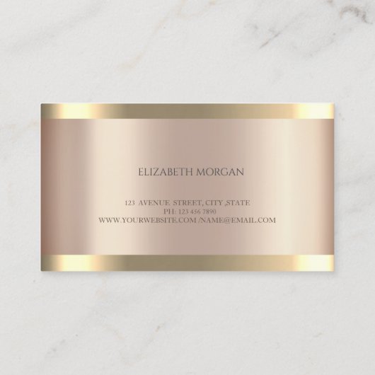 手作り金ゴールドストライプバラ金ゴールド 名刺 (裏面)