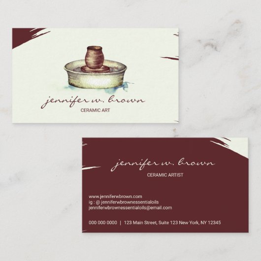 手作り陶器美術工芸彫刻陶芸 名刺 (正面/裏面)