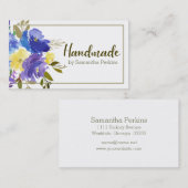 手作り青紫色の黄花 名刺 (正面/裏面)