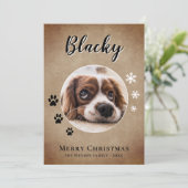 手作り風の犬の名前と写真のクリスマスカード 家族 シーズンカード (スタンド正面)
