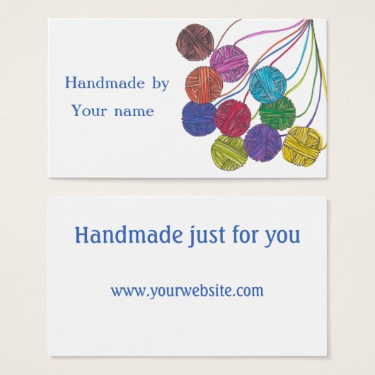 手作り(お名前)、糸の玉、白 (正面&裏面)