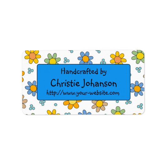 手作り – かわいい，カラフルトレンディー鳩の花 ラベル (正面)