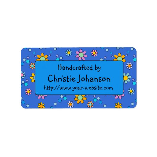 手作り – かわいい，カラフルトレンディー鳩の花 ラベル (正面)