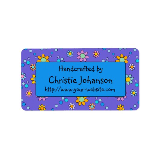 手作り – かわいい,カラフルトレンディー鳩の花 ラベル (正面)