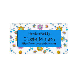 手作り – かわいい，カラフルトレンディー鳩の花 ラベル