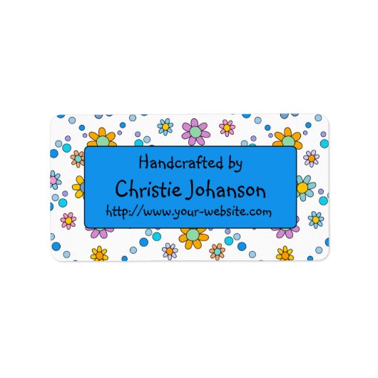 手作り – かわいい,カラフルトレンディー鳩の花 ラベル (正面)