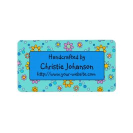 手作り – かわいい，カラフルトレンディー鳩の花 ラベル