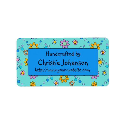 手作り – かわいい，カラフルトレンディー鳩の花 ラベル (正面)