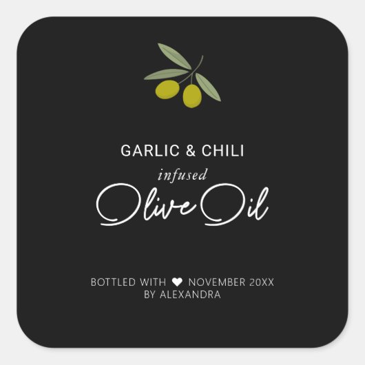 手作り オリーブオイル スクエアステッカー スクエアシール (正面)