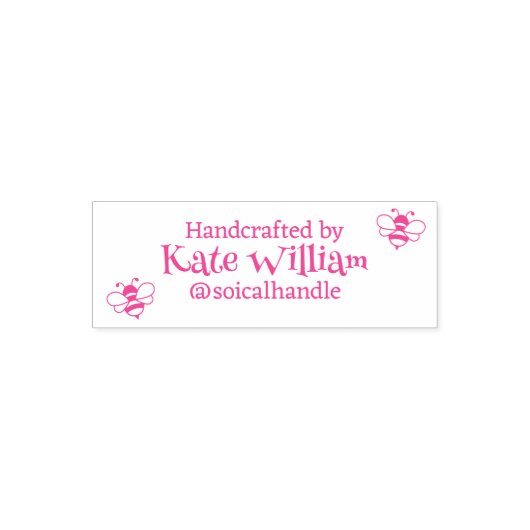手作り(カスタム文字) +名前、ピンクフェミニンセ セルフインキングスタンプ (デザイン)