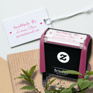 手作り(カスタム文字) +名前、ピンクフェミニン セルフインキングスタンプ