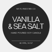 手作り ソイ キャンドル シックなカリグラフィー ブラック クラシック ラウンドシール (正面)