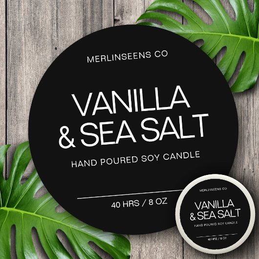 手作り ソイ キャンドル シックなカリグラフィー ブラック クラシック ラウンドシール