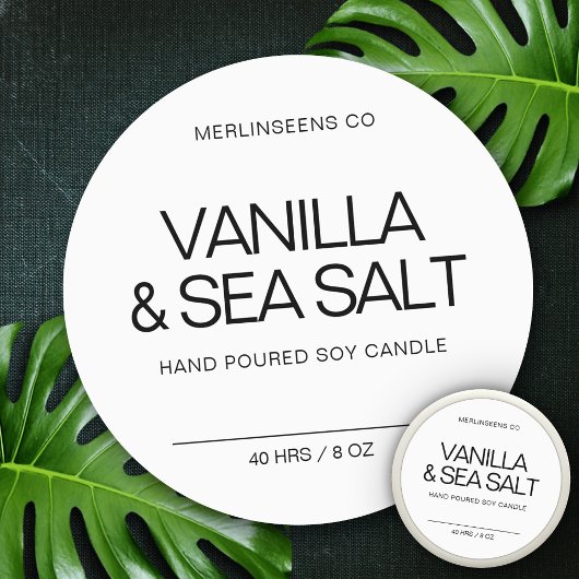 手作り ソイ キャンドル シックなカリグラフィー 白 クラシック ラウンドシール