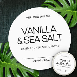 手作り ソイ キャンドル シック カリグラフィー ホワイト クラシック ラウンドシール