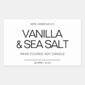 手作り ソイ キャンドル シック カリグラフィー ホワイト クラシック 長方形シール (正面)