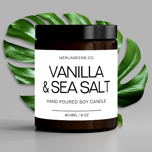 手作り ソイ キャンドル シック カリグラフィー ホワイト クラシック 長方形シール