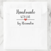 手作り(ラブ・ホワイト・スクリプト・カスタム) 長方形シール (バッグ)