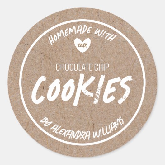 手作り 愛のクラフト紙ラベル ラウンドシール (正面)