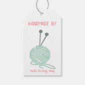 手作り – 編み物糸と指気に示 ギフトタグ (正面)