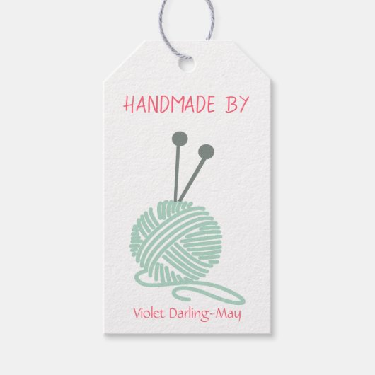 手作り – 編み物糸と指気に示 ギフトタグ (正面)