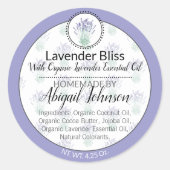 手作り\自家製ラベンダースクラブまたはソープラベル ラウンドシール (正面)
