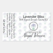 手作り |自家製ラベンダー石鹸 |スクラブラベル 長方形シール (正面)